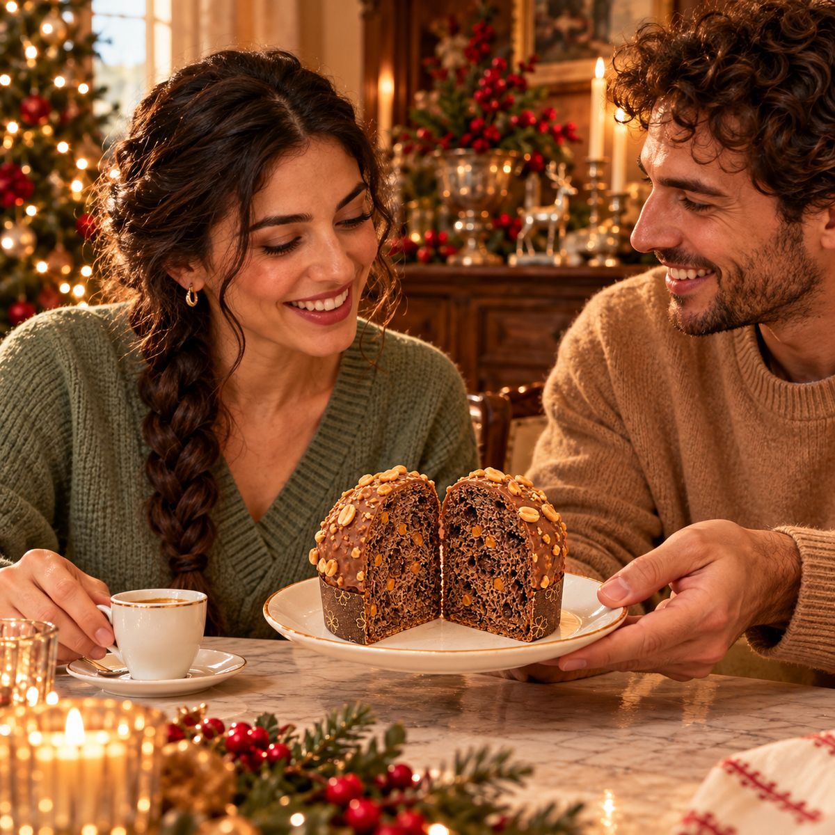 Panettoncino artigianale Caramello, Cioccolato e arachidi