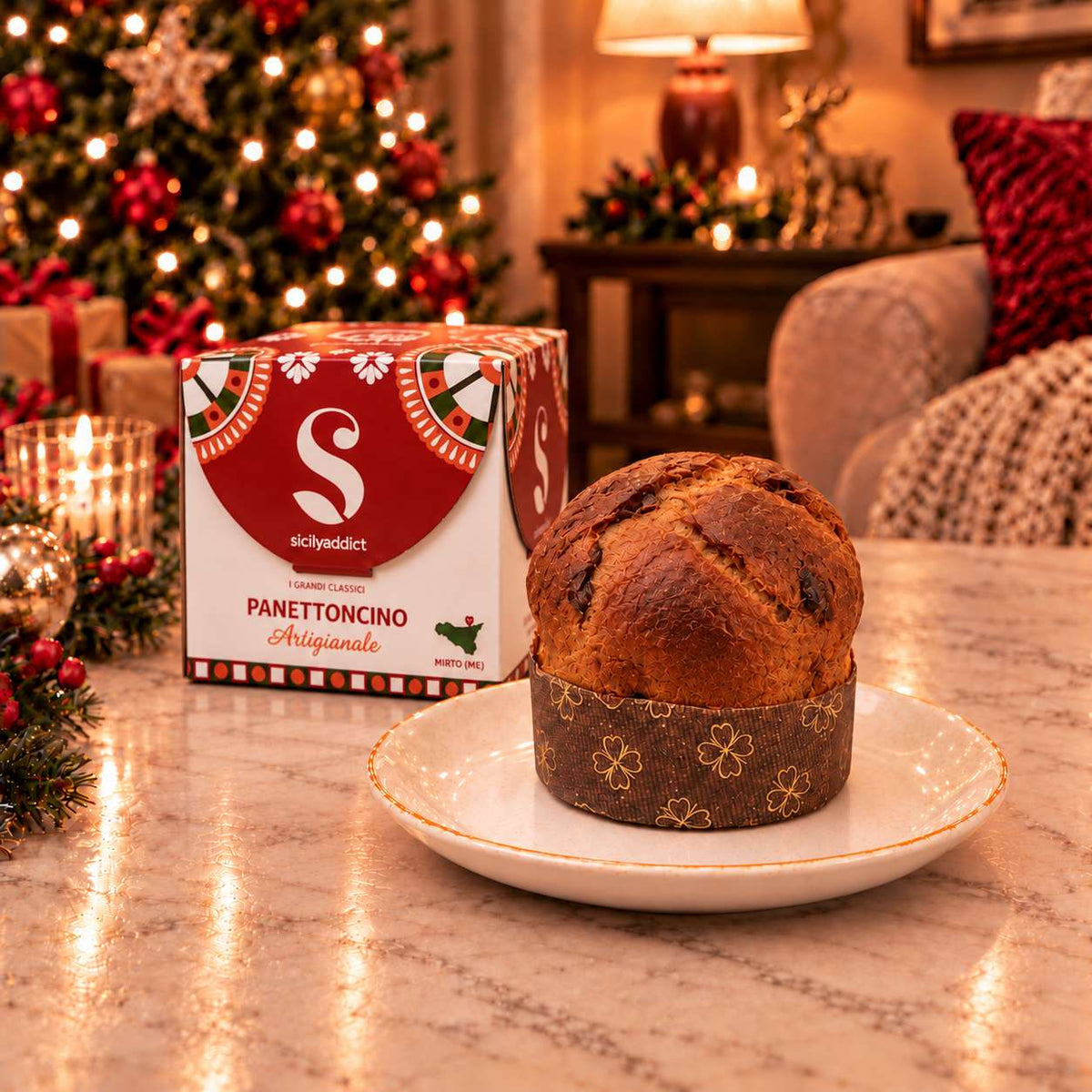 Panettoncino artigianale Amarene e cioccolato Fondente · Confezione inclusa