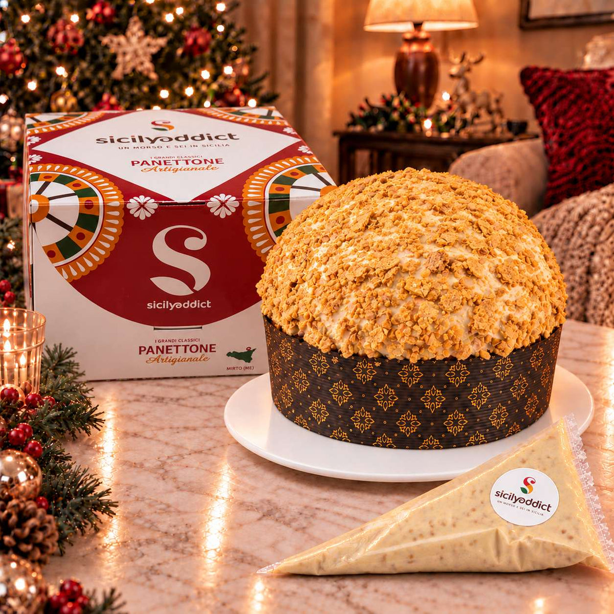Panettone artigianale al cioccolato bianco e cereali ciokocereali · Confezione inclusa