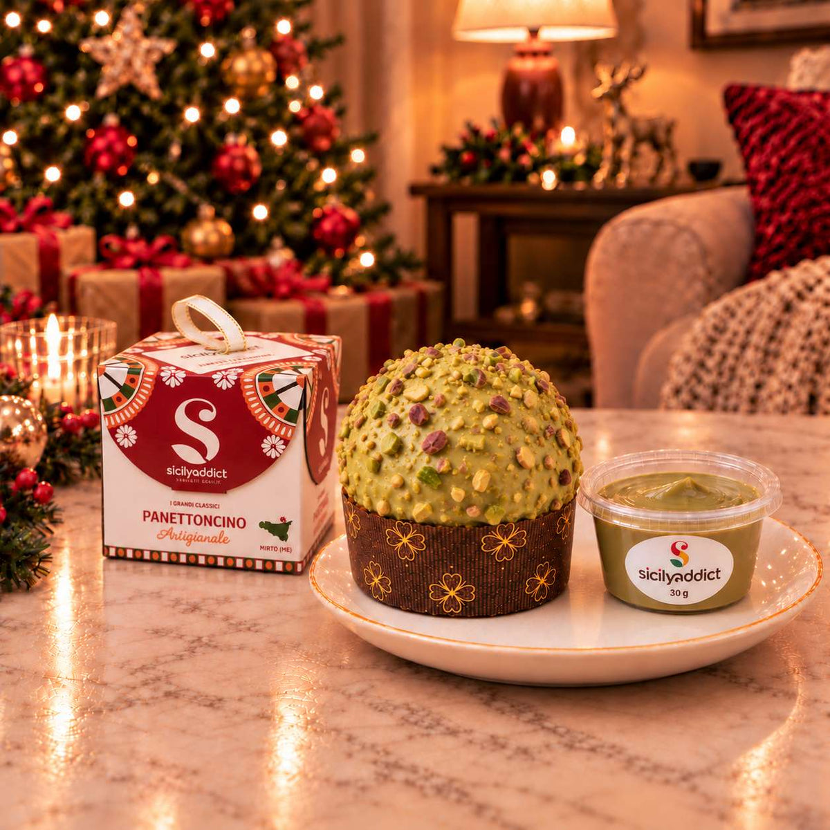 Panettoncino artigianale al pistacchio · Confezione inclusa