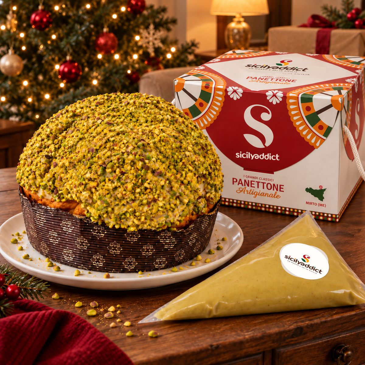 Panettone artigianale al Pistacchio · Confezione inclusa