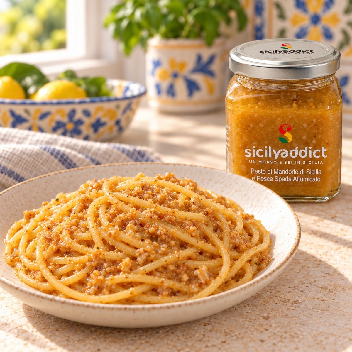 Pesto di mandorle e pesce spada 180 g - SicilyAddict