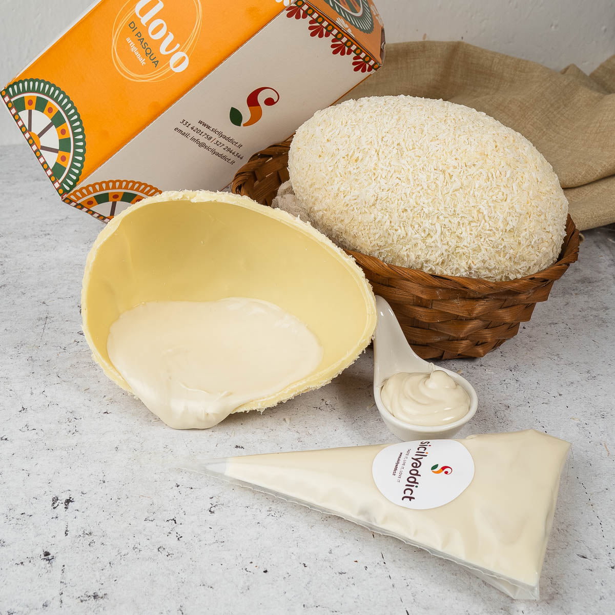 Uovo di Pasqua artigianale cocco e cioccolato bianco Ciokococco 350g