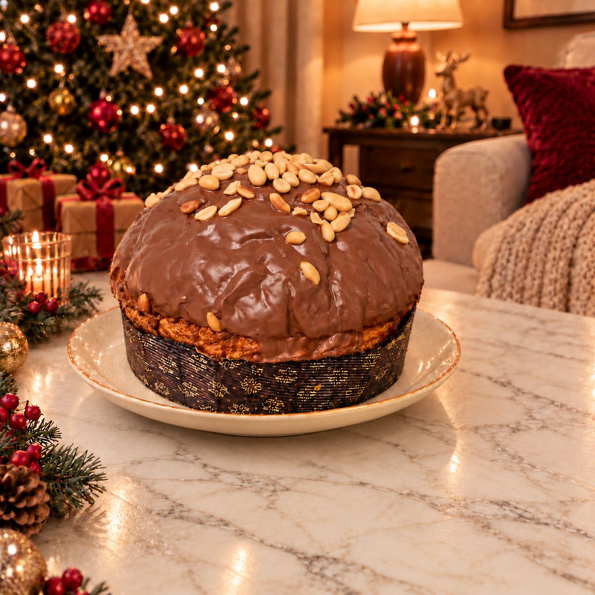 Panettone artigianale Caramello, Cioccolato e Arachidi