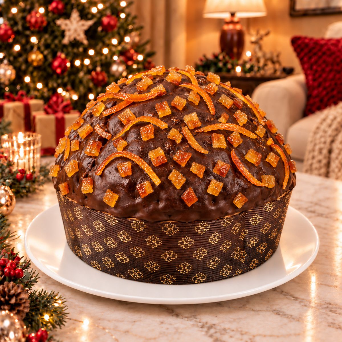 Panettone artigianale Arance Candite e Cioccolato Fondente