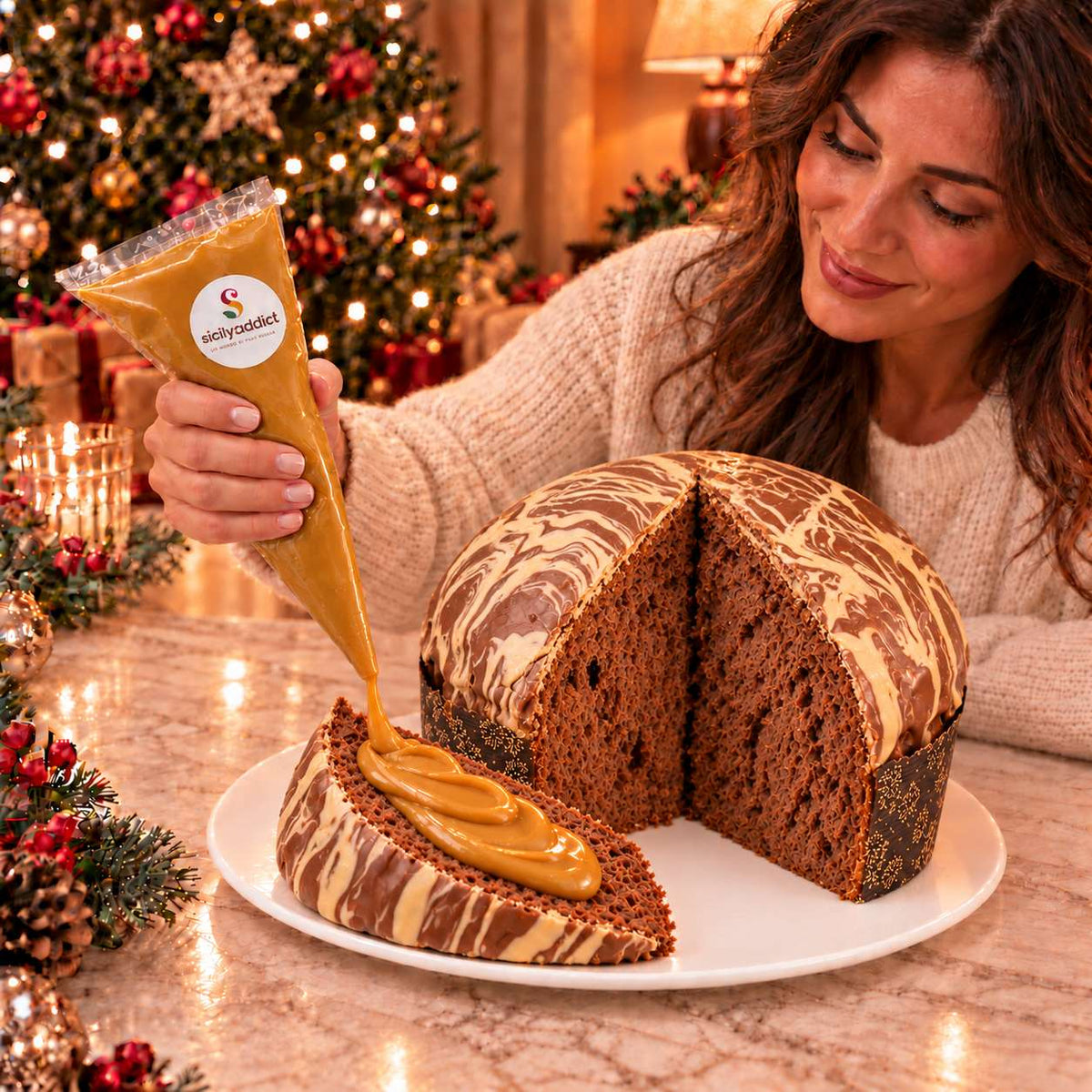 Panettone artigianale al cioccolato e caramello salato Ciokocaramel