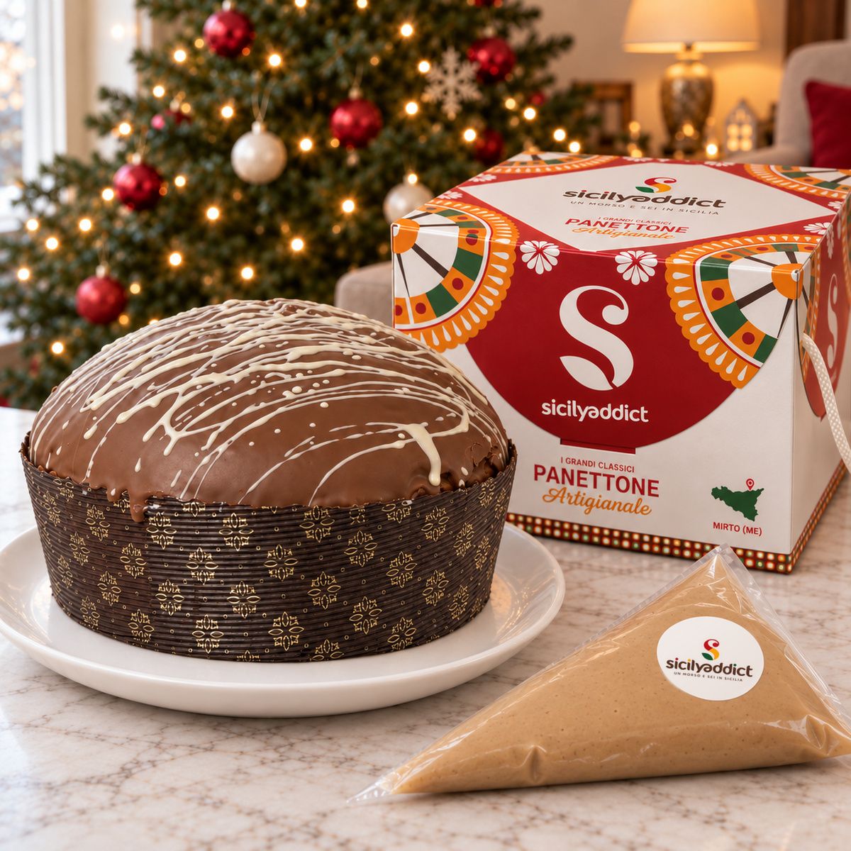 Panettone artigianale al cioccolato e nocciole Ciokonocciola · Confezione inclusa