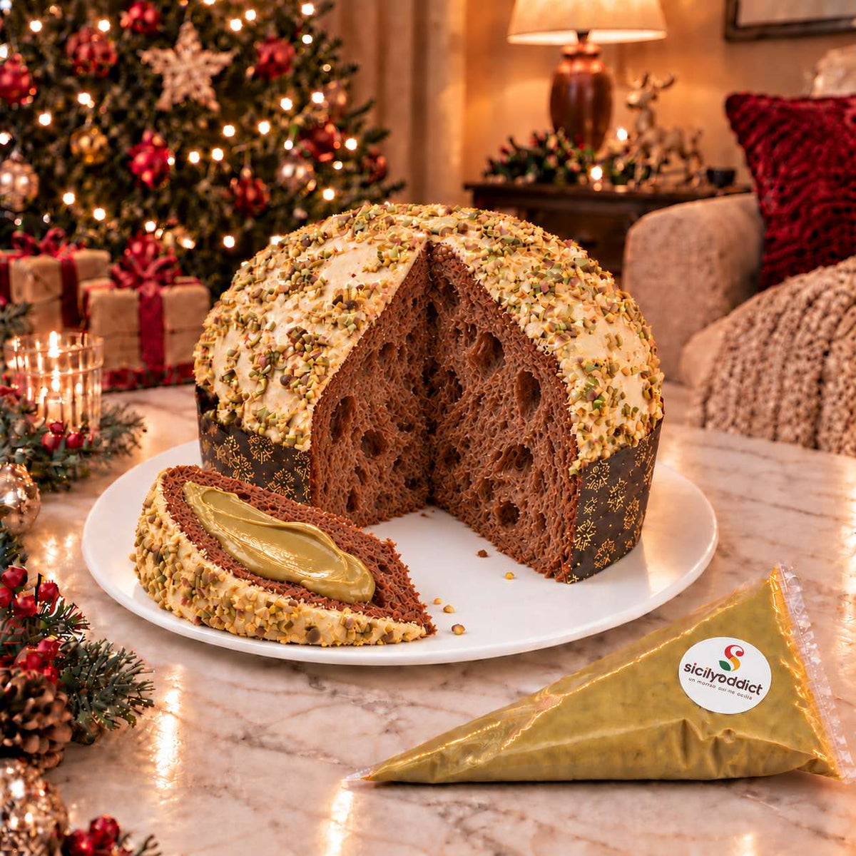 Panettone artigianale al cioccolato e pistacchio Ciokopistacchio