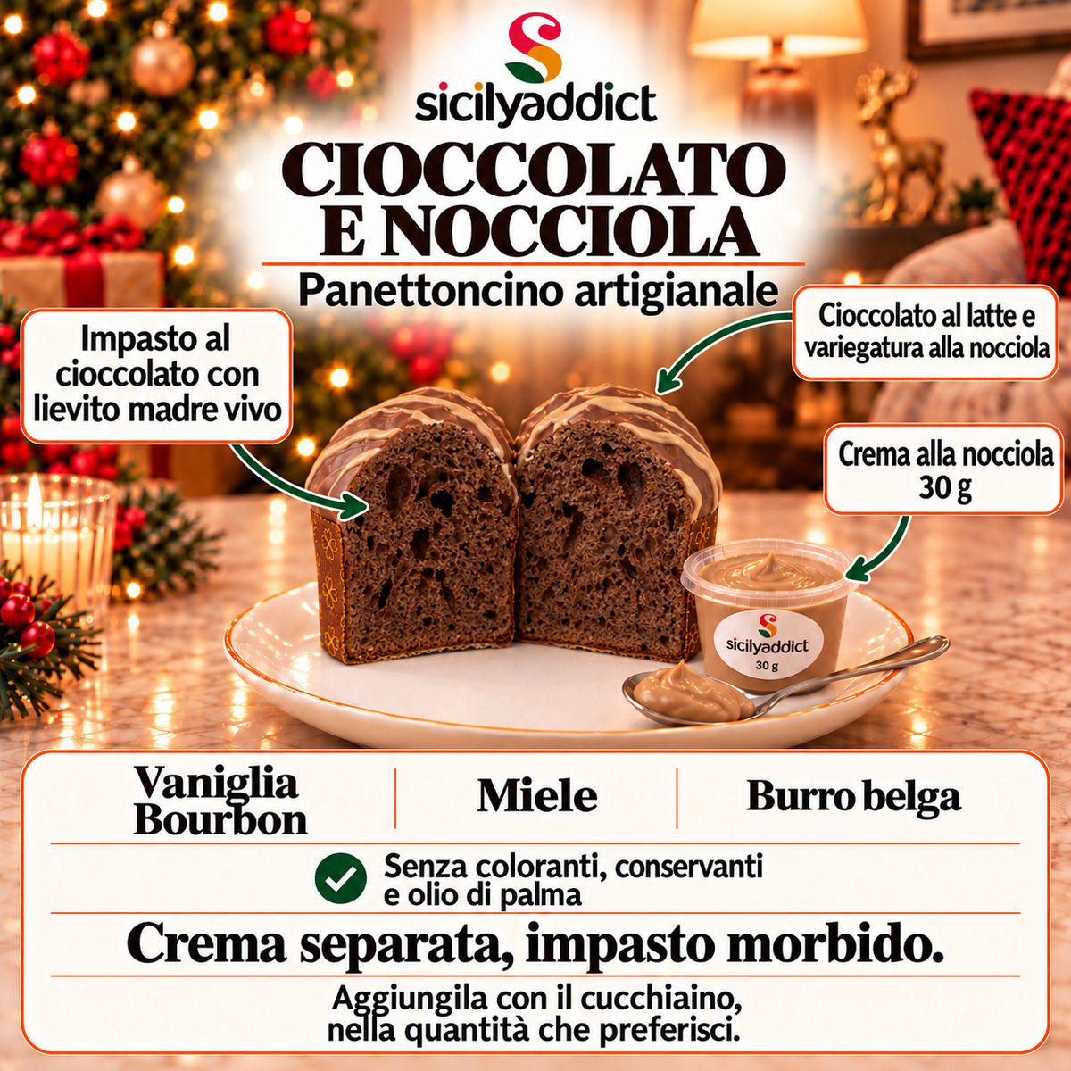 Panettoncino artigianale al cioccolato e nocciole Ciokonocciola