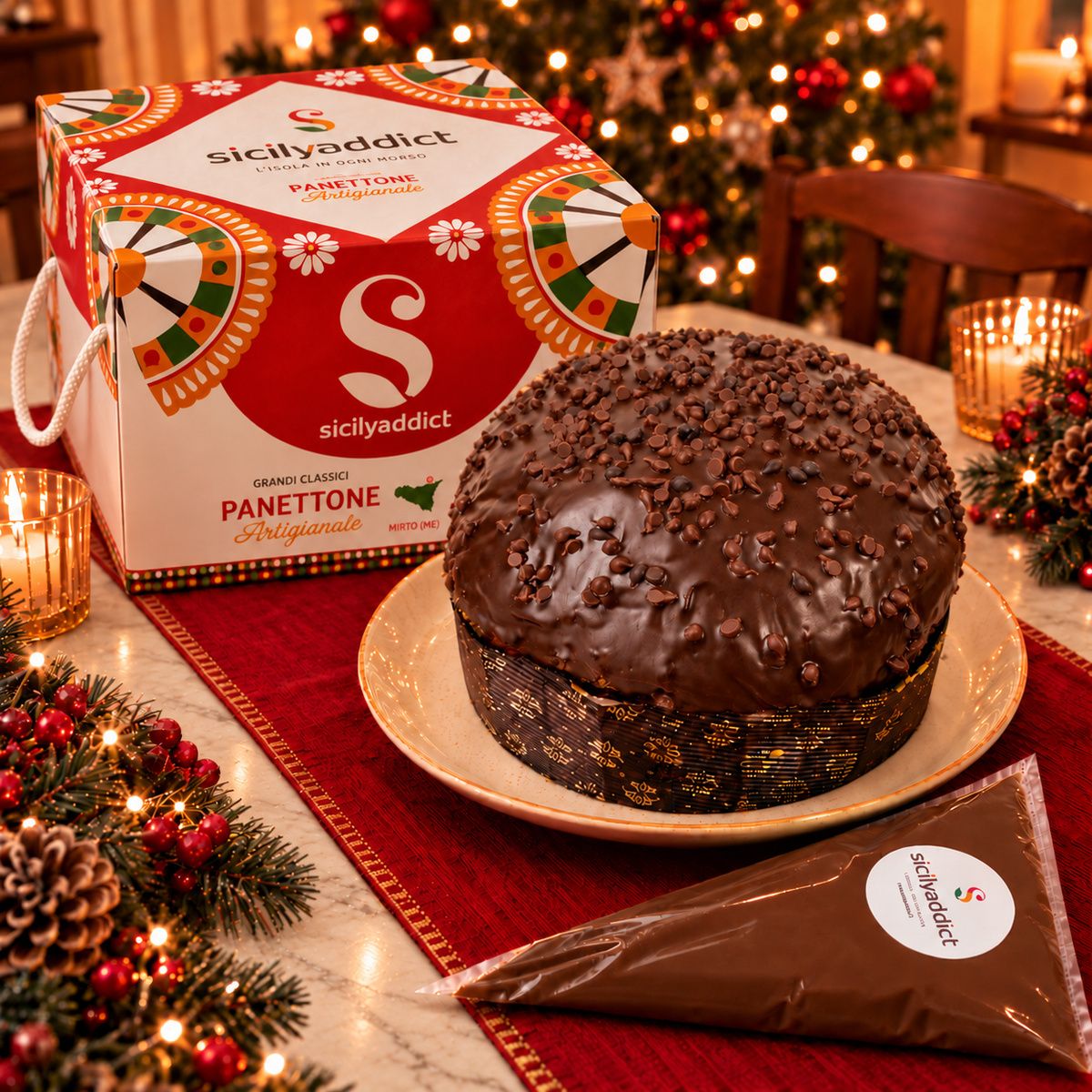 Panettone artigianale al Cioccolato Fondente · Confezione inclusa