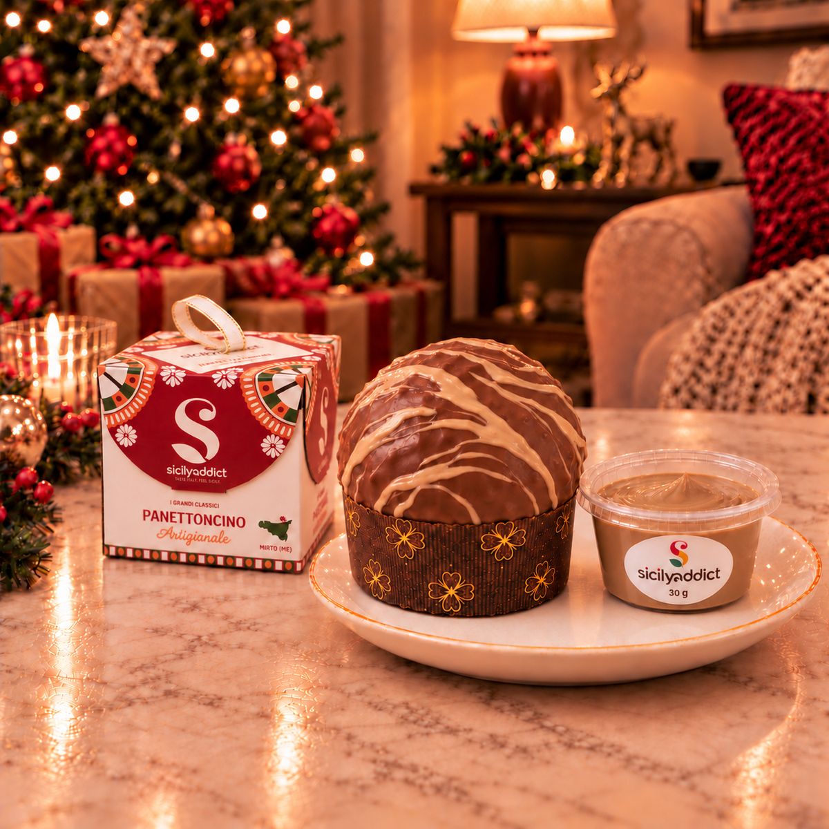 Panettoncino artigianale al cioccolato e nocciole Ciokonocciola · Confezione inclusa