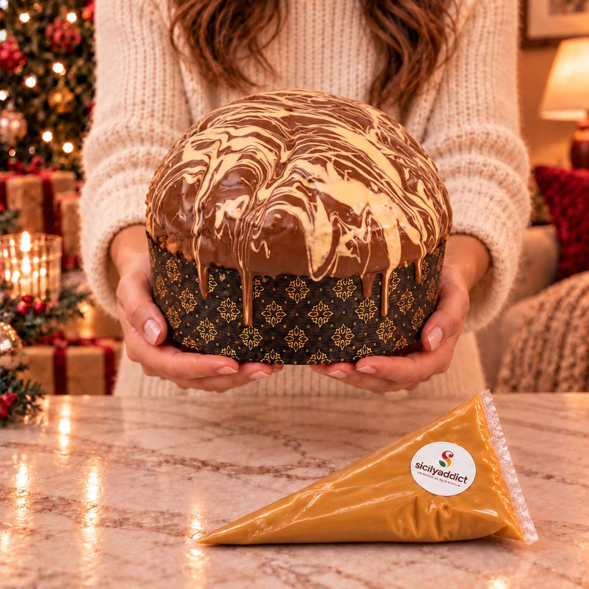 Panettone artigianale al cioccolato e caramello salato Ciokocaramel