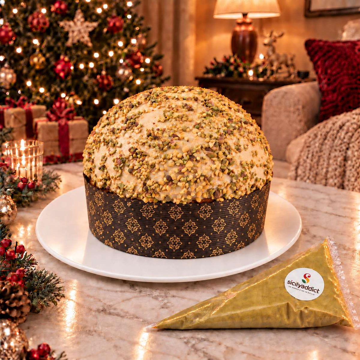 Panettone artigianale al cioccolato e pistacchio Ciokopistacchio