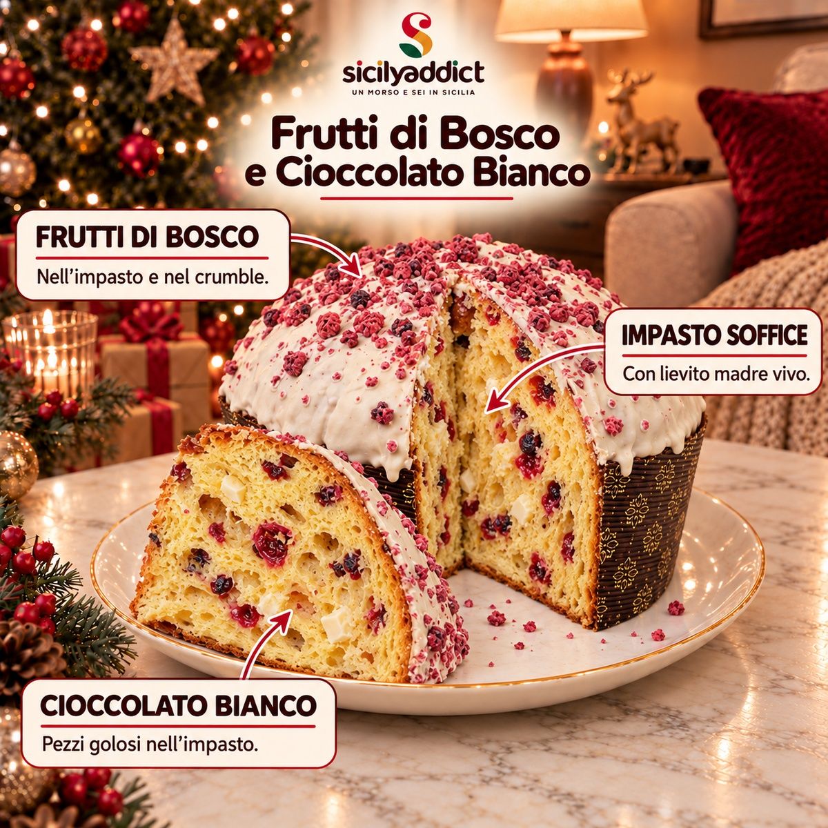 Panettone artigianale Frutti di Bosco e Cioccolato Bianco