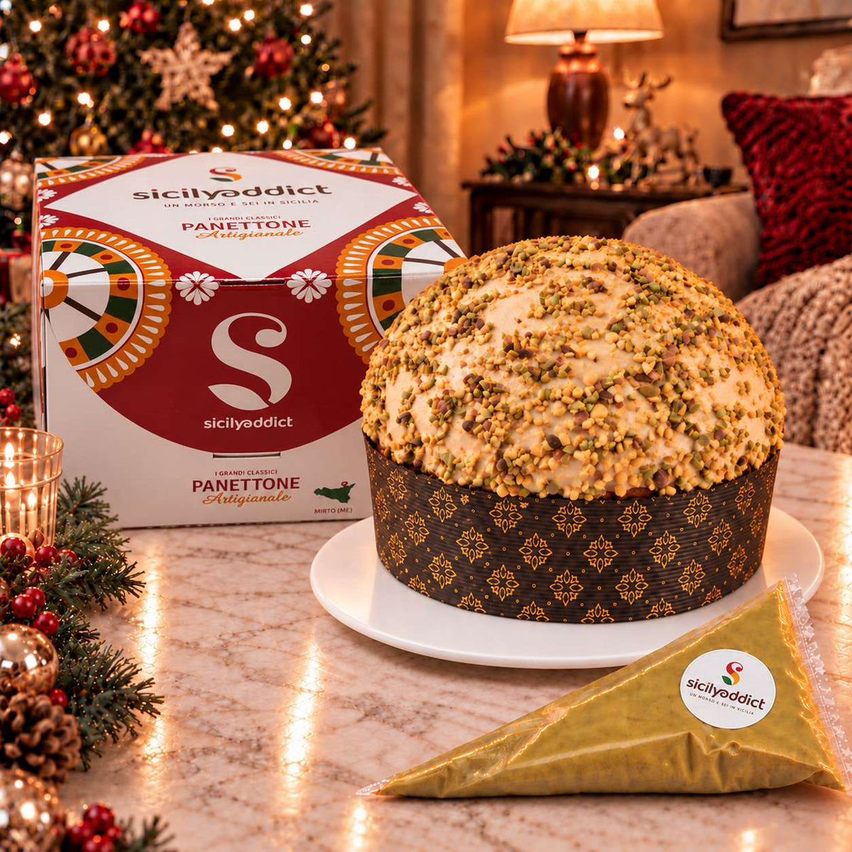 Panettone artigianale al cioccolato e pistacchio Ciokopistacchio