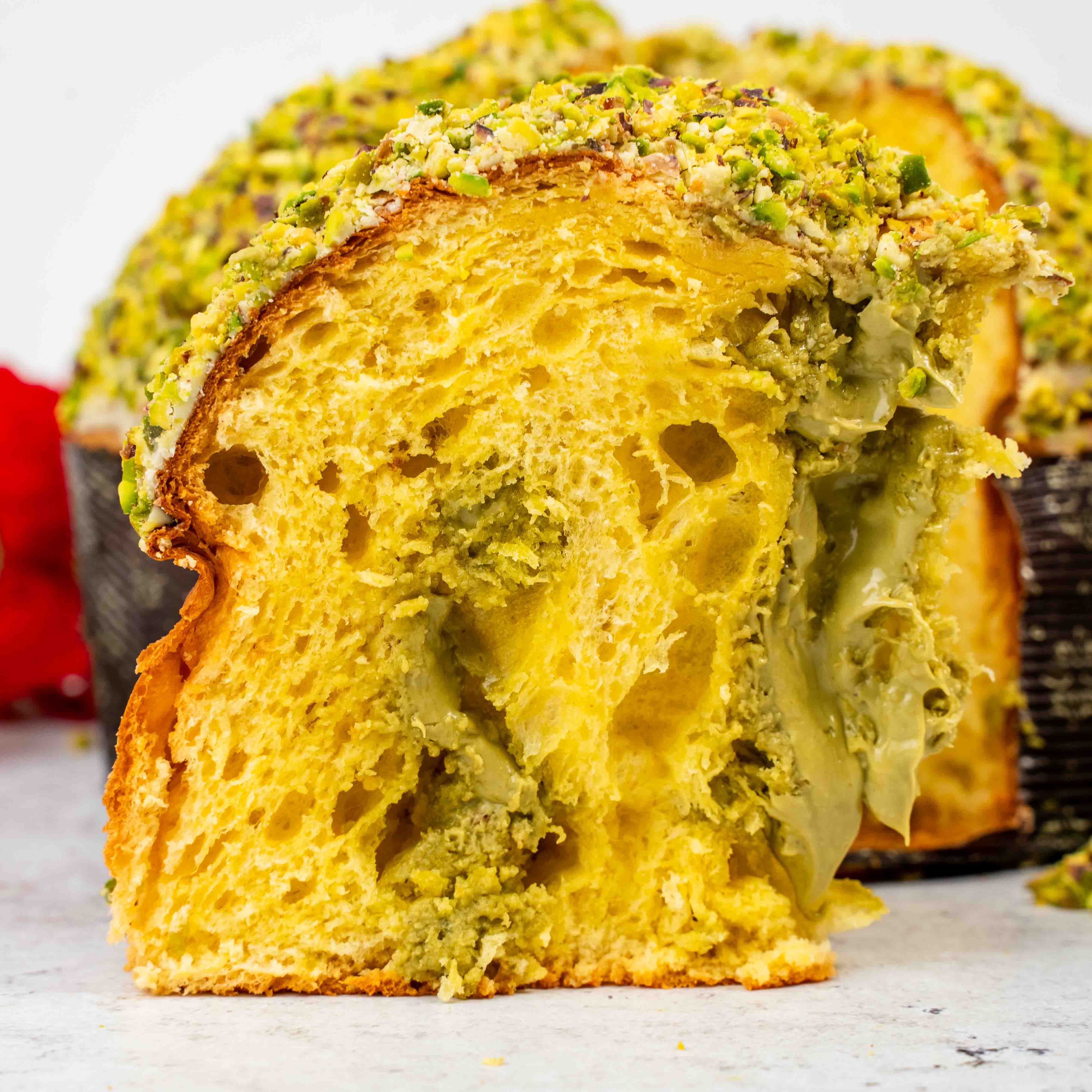 Panettone artigianale Il PISTACCHIOSO 1,3kg extrafarcito con 500g di pistacchio