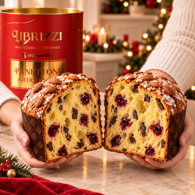 Panettone Amarene e Cioccolato Linea Librizzi Deluxe 1kg - SicilyAddict