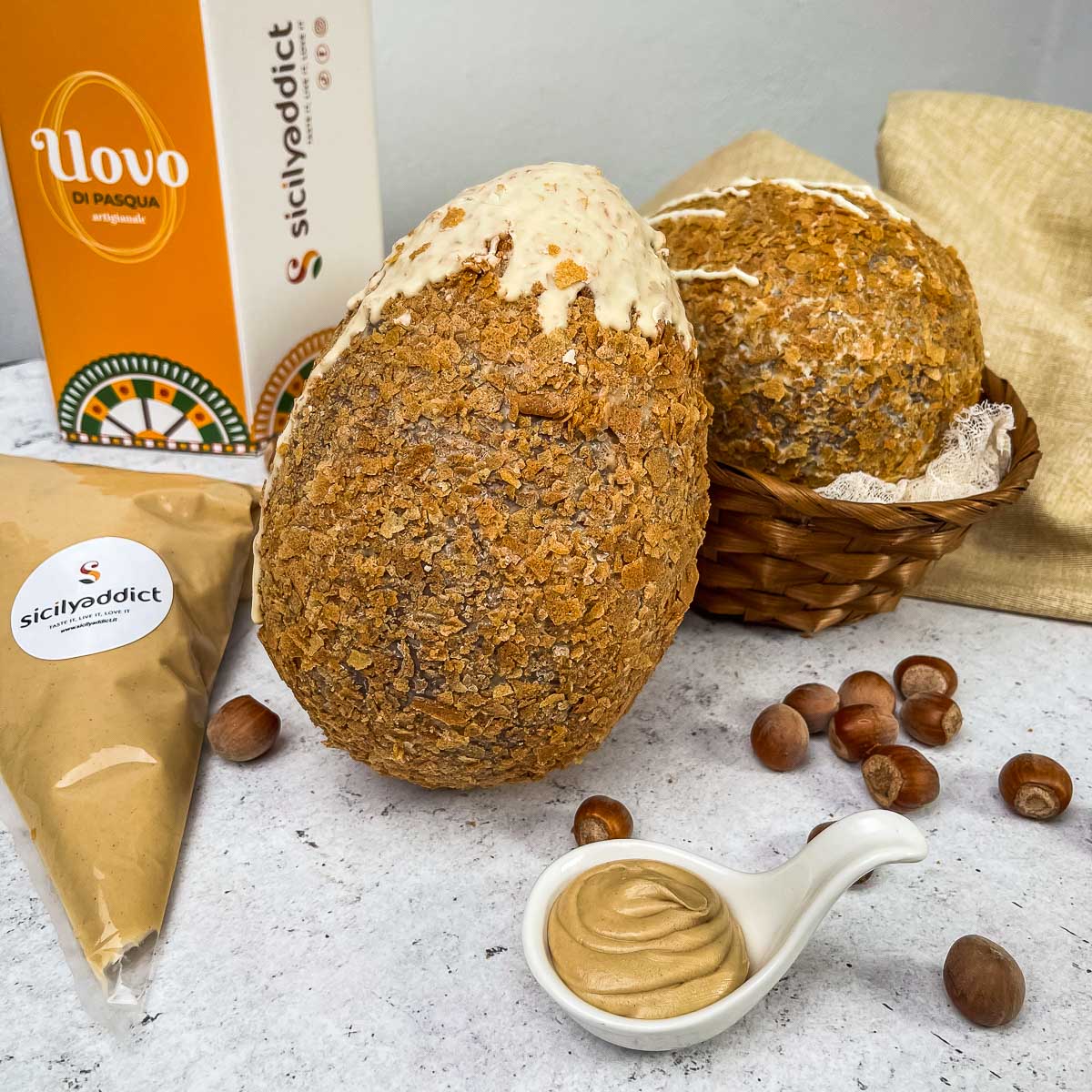 Uovo di Pasqua artigianale cioccolato e nocciole Ciokobueno 350g