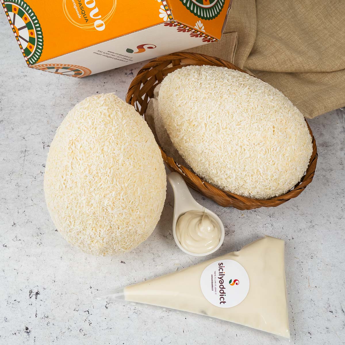 Uovo di Pasqua artigianale cocco e cioccolato bianco Ciokococco 350g